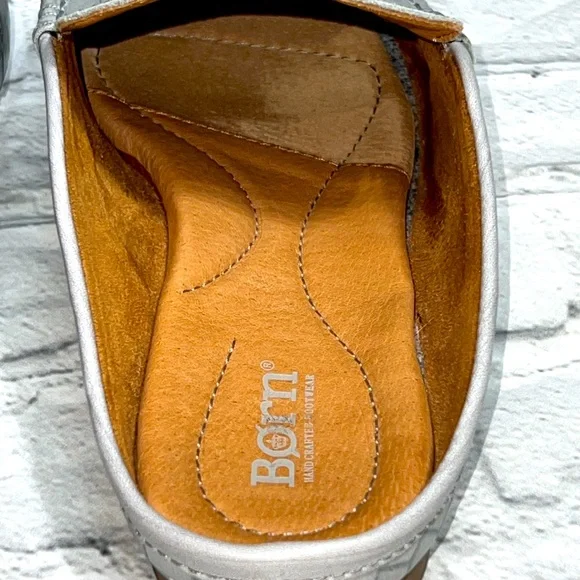 Born Capricorn Mules Croc Embossed Leather Slip-on Loafers - Gray/Grey - Size 10 - Picture 8 of 14